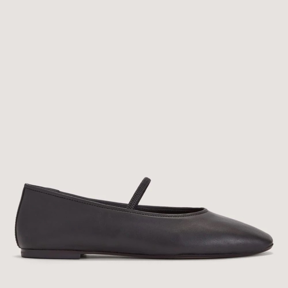 Everlane Black Leather Flats- The Day Mary Jane Flat